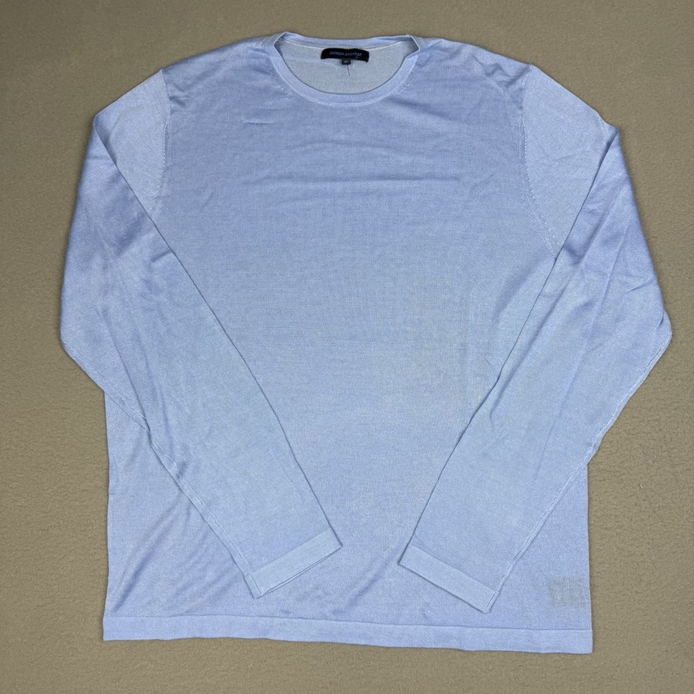 Patrick Assaraf Shirt Mens XL Merino Wool Lyocell Knit Pullover Sweater Blue